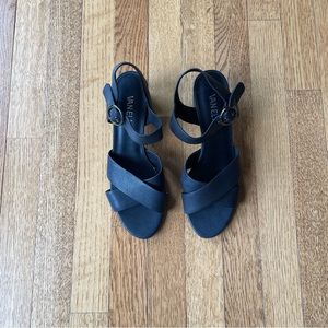 Black Van Eli Morel Ladies 2.5” Block Heel Criss Cross Strap Sandal Black